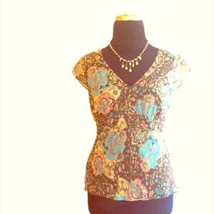 ANN TAYLOR LOFT lined floral top-gorgeous colors 💕
